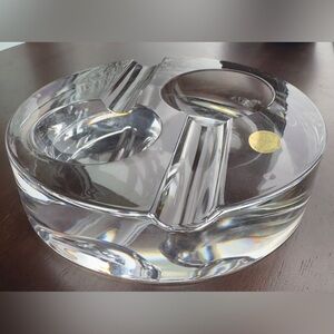 Elegant, Substantial, Dual, Cigar Crystal Ashtray.